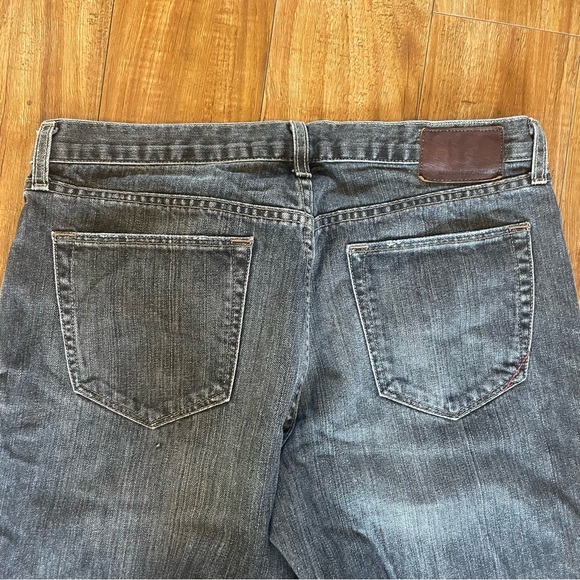 BANANA REPUBLIC Men’s Black Jeans Straight Leg Distressed Denim Size 33 x 32 - Picture 7 of 9